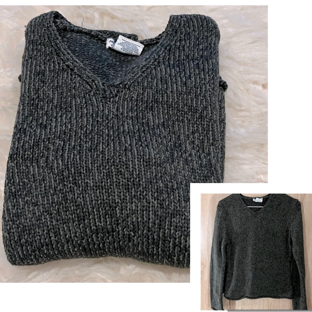 Pullover Thick Knit Military Green Cropped Sweater - Picture 5 of 5